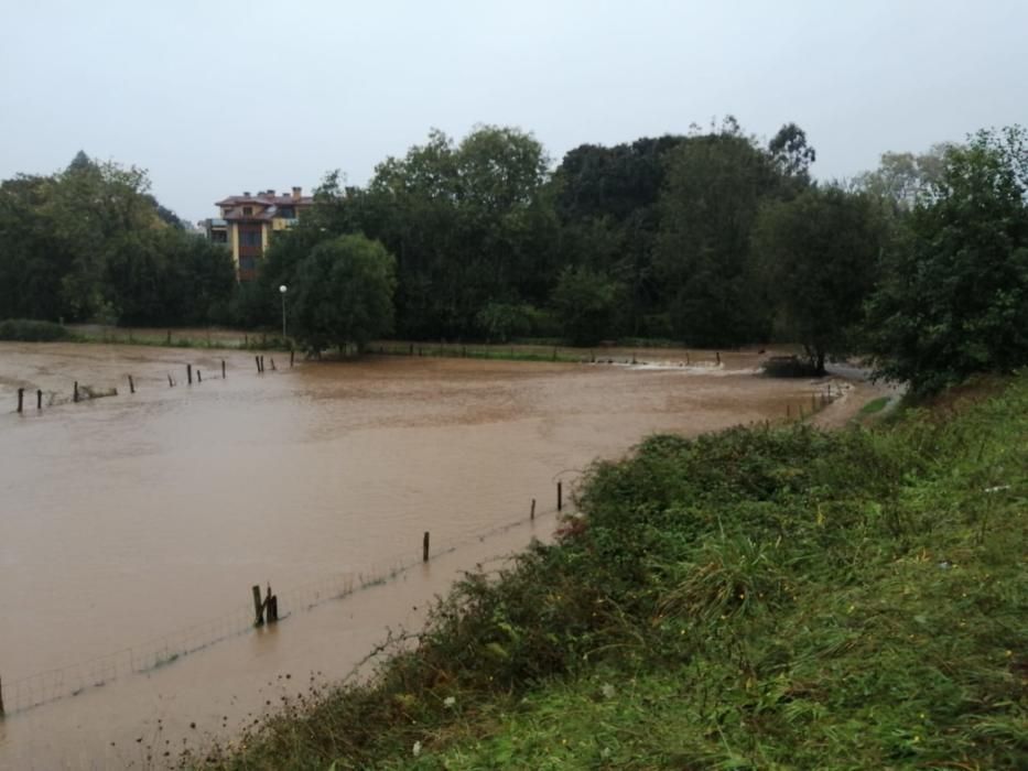 El río Carrocéu, desbordado, a su paso por Pancar.