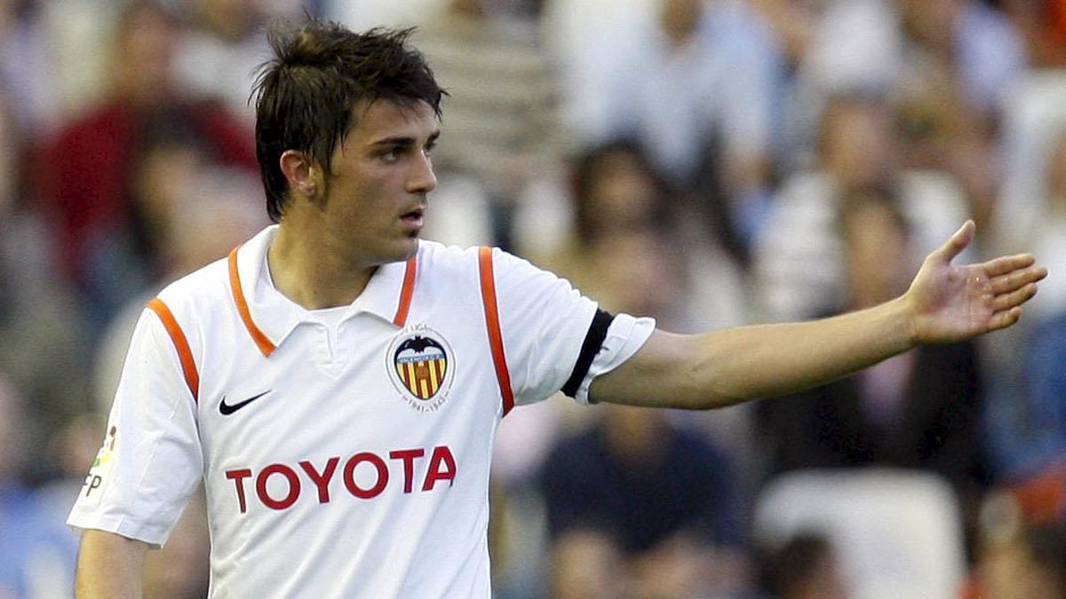 David Villa, durante un partido con el Valencia CF