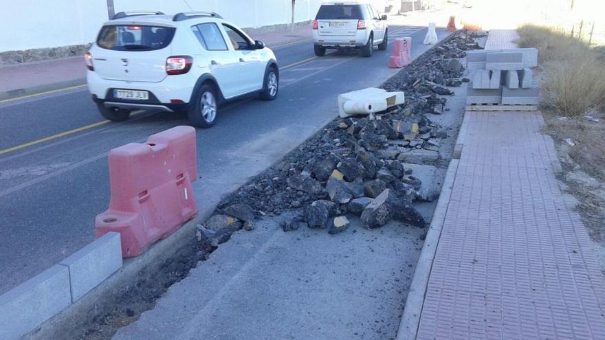 Imagen de las obras en la calzada.