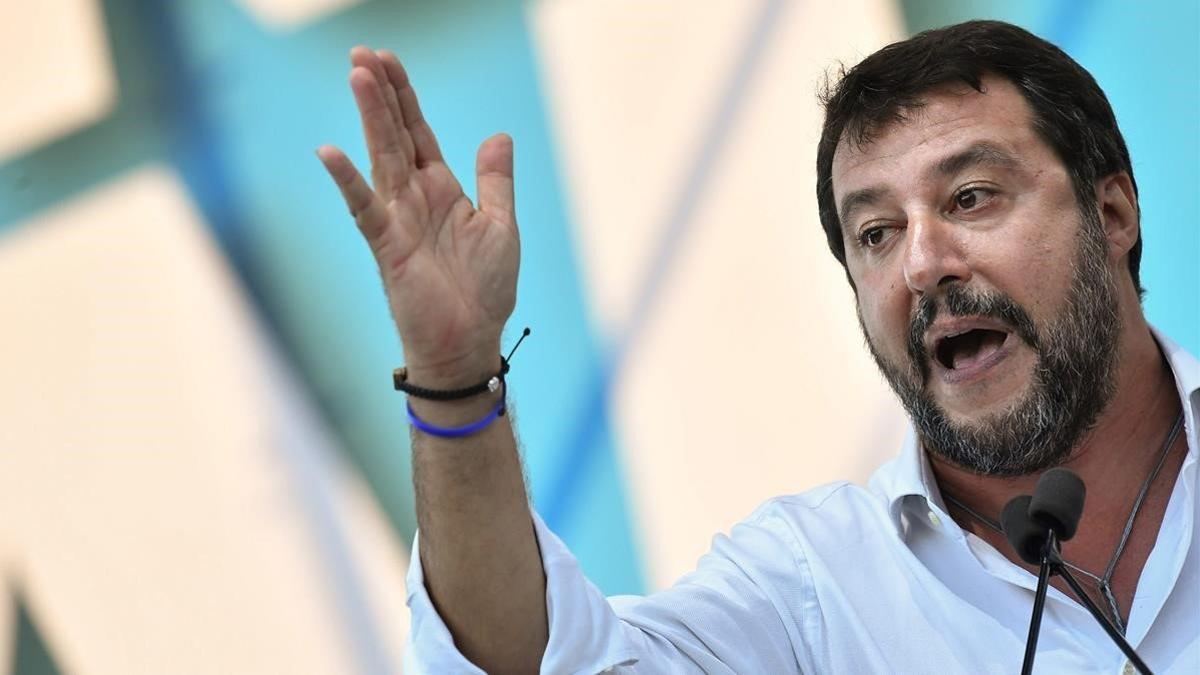 El líder de la ultraderechista Liga, Matteo Salvini, en un acto contra el Gobierno en Roma el pasado 19 de octubre.