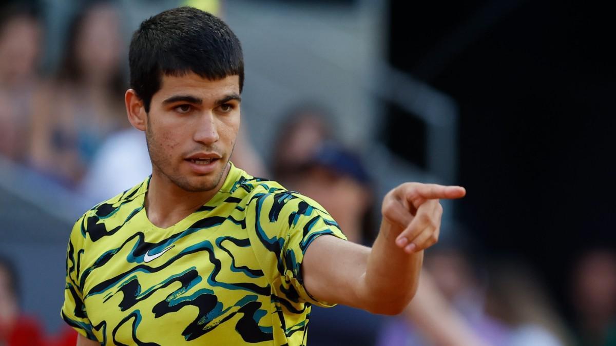 Alcaraz, durante la final ante Struff