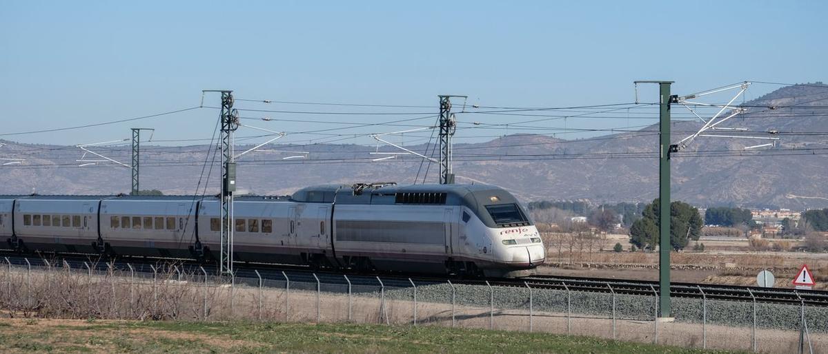 Tren entre Alicante y Madrid a su paso por los alrededores de Villena. / ÁXEL ÁLVAREZ