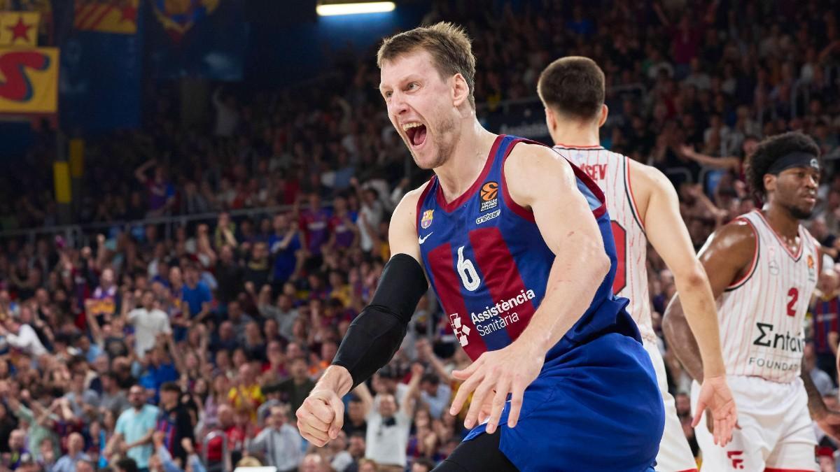 Jan Vesely, en un partido ante Olympiacos la pasada temporada