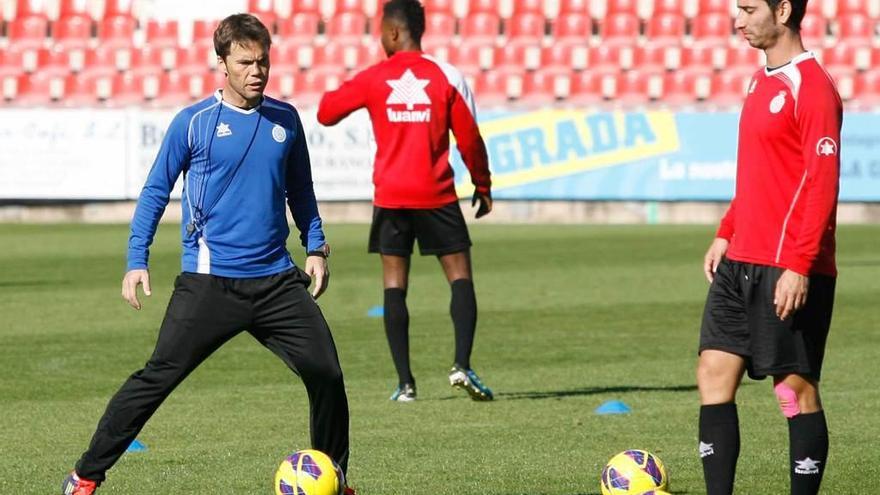 Rubi y Jandro, durante un entrenamiento en la etapa que compartieron en el Girona.