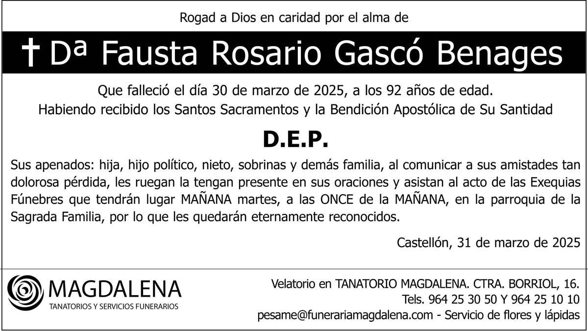 Dª Fausta Rosario Gascó Benages