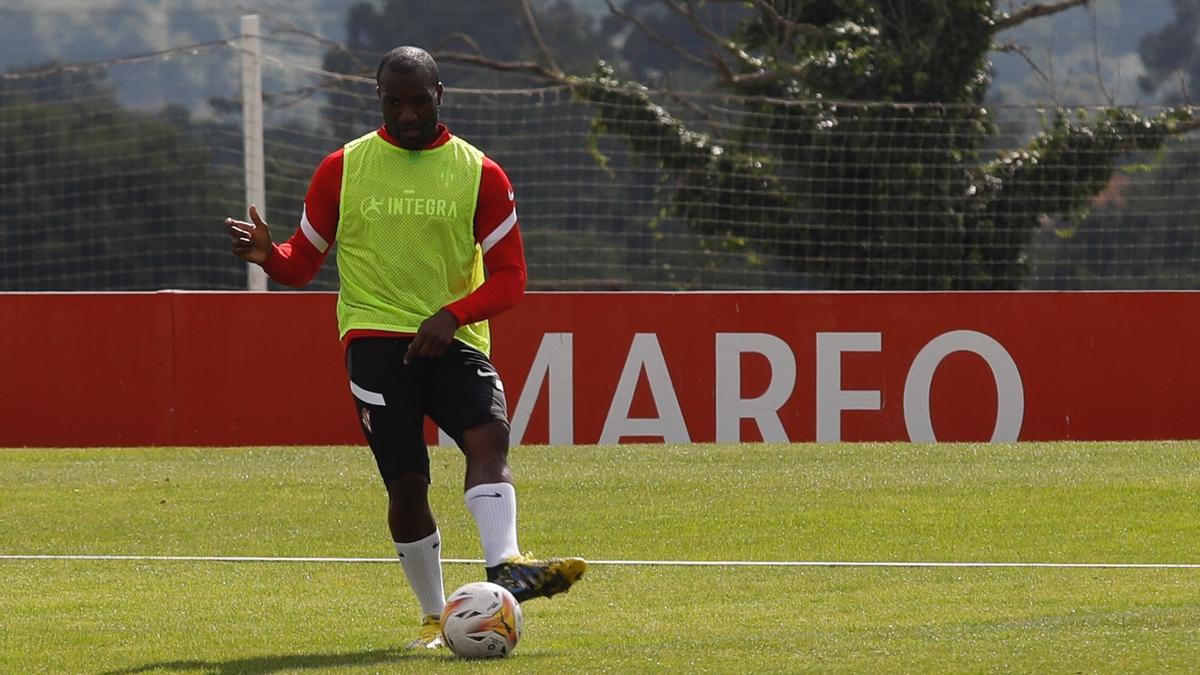 Babin en el entrenamiento de esta mañana en Mareo