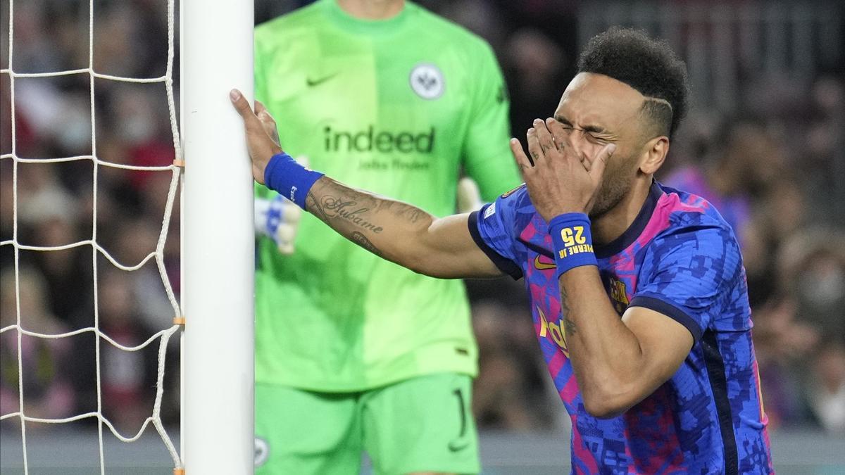 Pierre-Emerick Aubameyang, durante un partido del Barça.