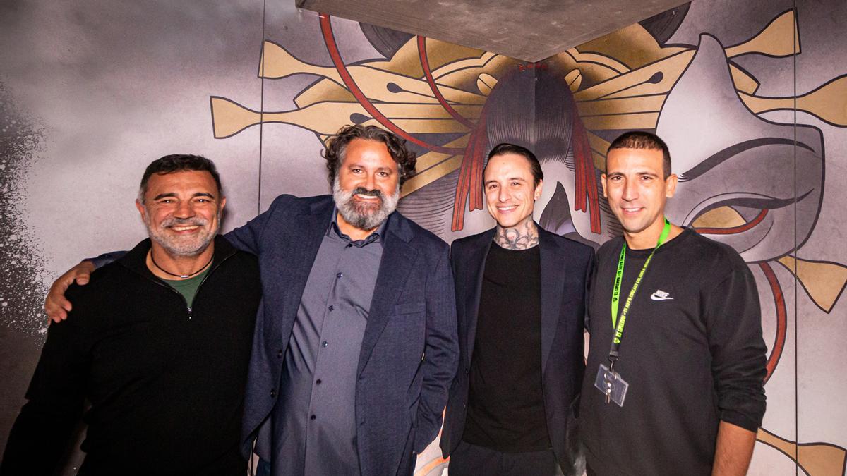 El propietario, Pepe Bauzá, el responsable de la reforma, Pep Maria Grimalt, el artista Nil Marqués y Jaime Segura, de Comunicación