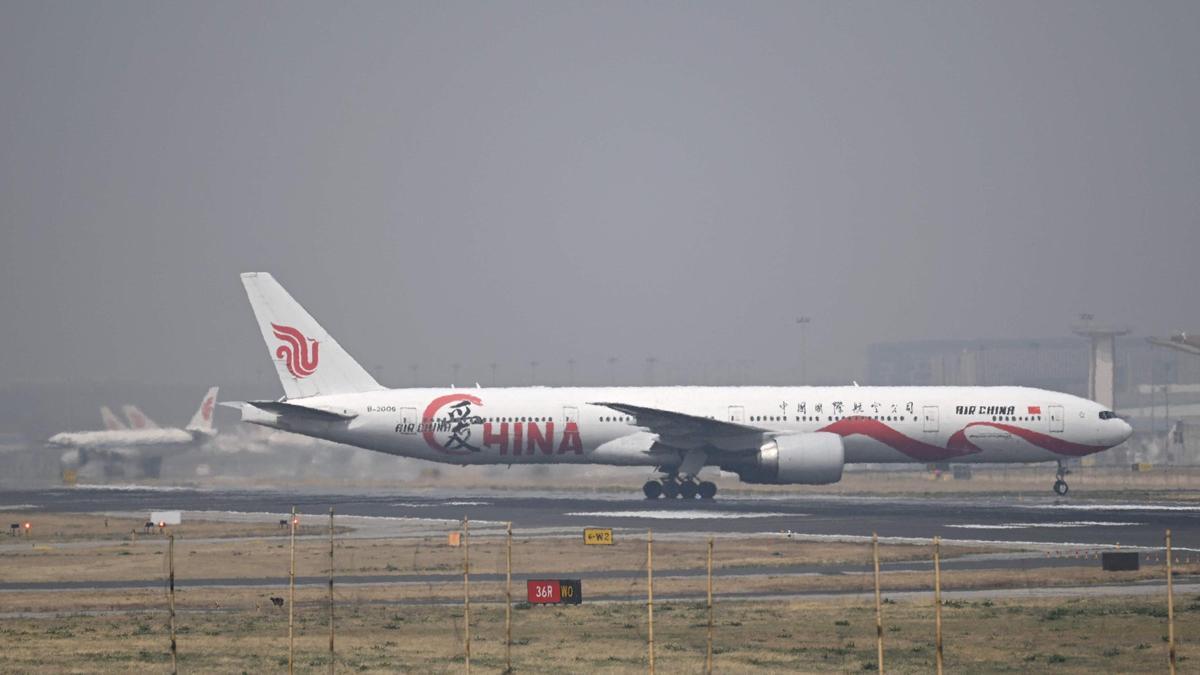 Un avión de Boeing de la compañía Air China, en el aeropuerto internacional de Pekín.