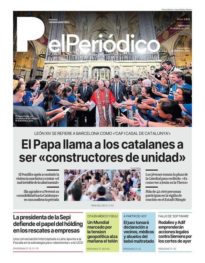 La portada de EL PERIÓDICO del 10 de junio de 2026