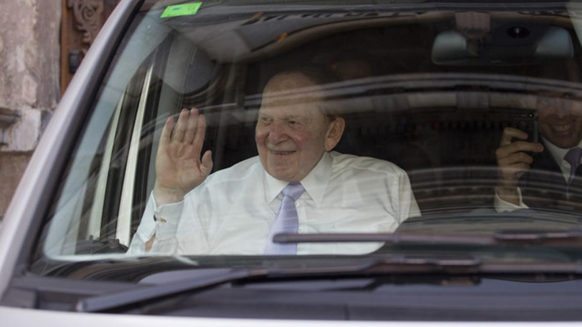 El magnate de Eurovegas, Sheldon Adelson, el pasado febrero en Barcelona.