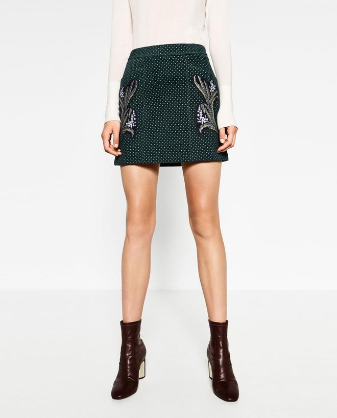 Falda piel estampada, Zara