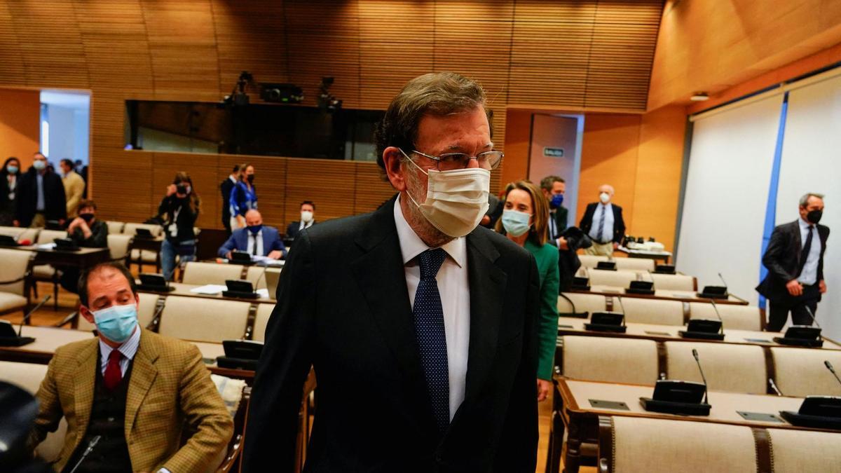 Mariano Rajoy, durante la comisión de investigación por la Kitchen.