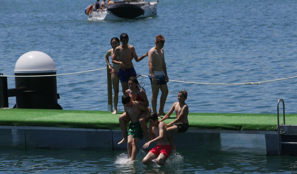 Éxito en el primer fin de semana de la piscina de la Marina de València