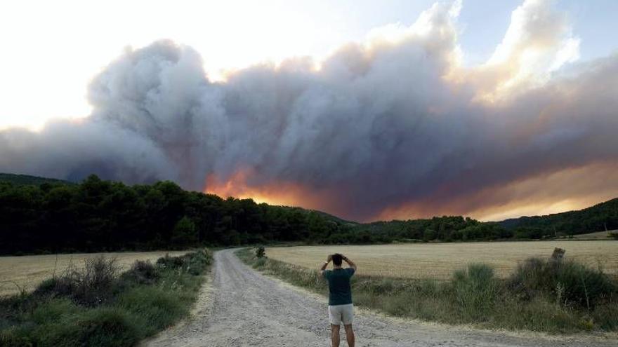 Incendio en el término de Luna en las Cinco Villas, en 2015.