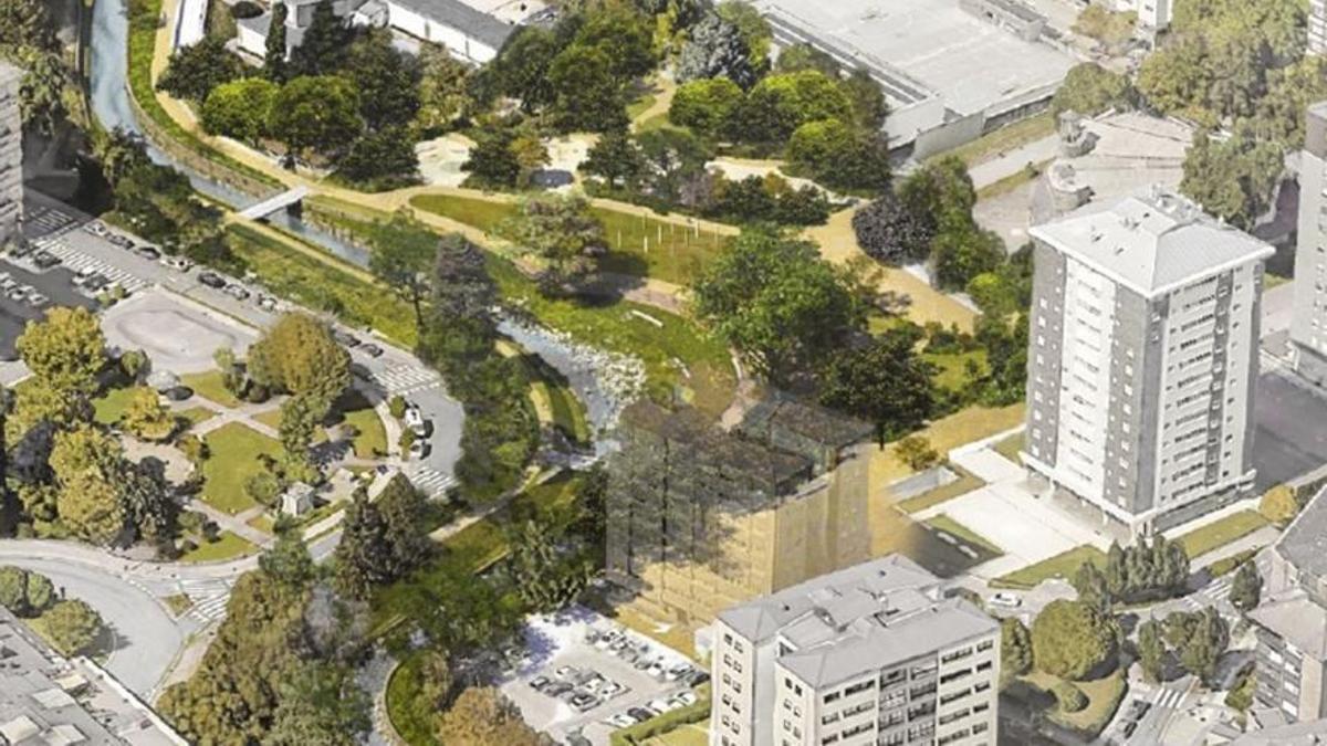 Recreación del futuro corredor verde del Gafos.