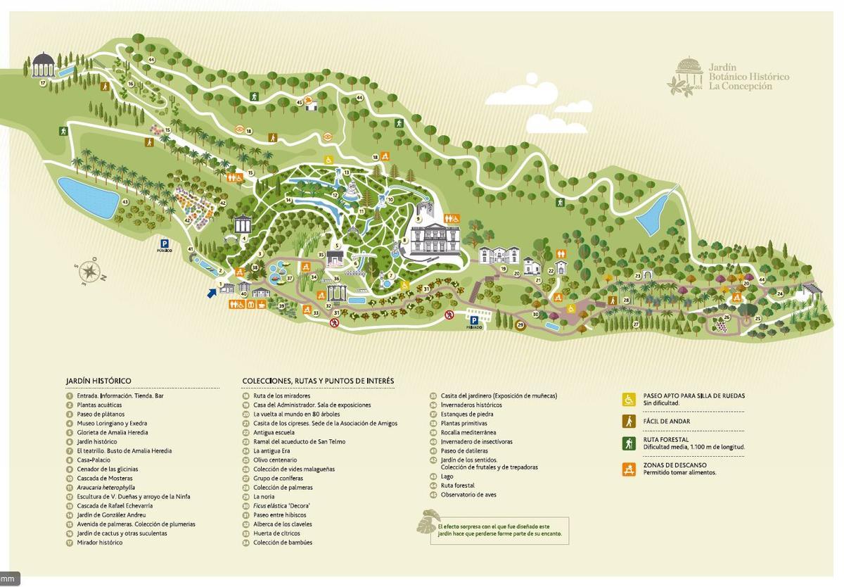 Plano del Jardín Botánico Histórico de La Concepción.