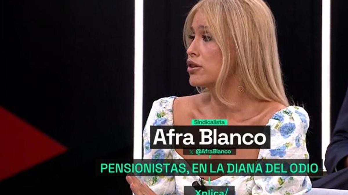 Afra Blanco durante su intervencion en 'laSexta Xplica'
