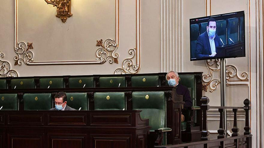 Font y Mosquera, con Cubela en pantalla, en un pleno que se desarrolló por vía telemática. | // G. SANTOS