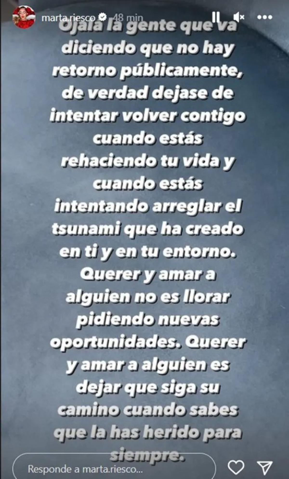 Marta Riesco lanza un mensaje a Antonio David Flores