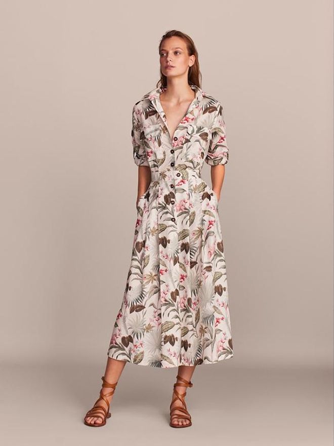 Vestido camisero estampado floral de Massimo Dutti