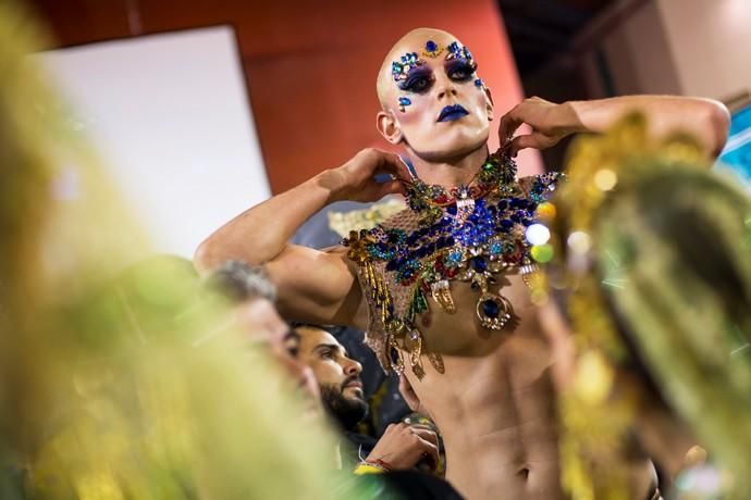 Participant prepares to perform in a drag queen ...