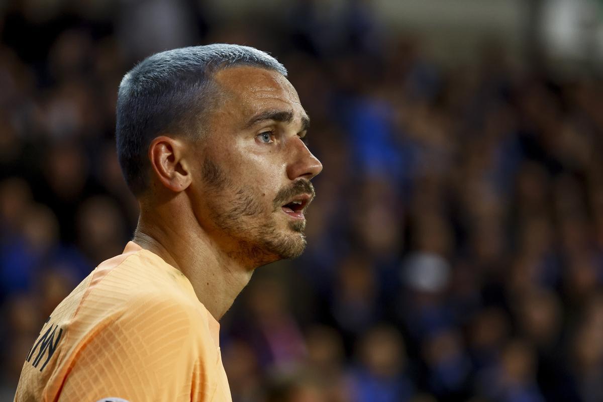 Bruges (Belgium), 04/10/2022.- Antoine Griezmann of Atletico Madrid reacts during the UEFA Champions League group B soccer match between Club Brugge and Atletico Madrid in Bruges, Belgium, 04 October 2022. (Liga de Campeones, Bélgica, Brujas) EFE/EPA/Stephanie Lecocq