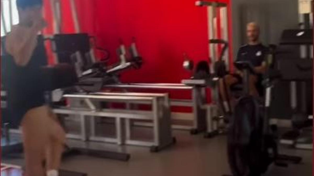 Kang In Lee, en el gimnasio de Dani Rodríguez en un vídeo registrado por Muriqi en Instagram.