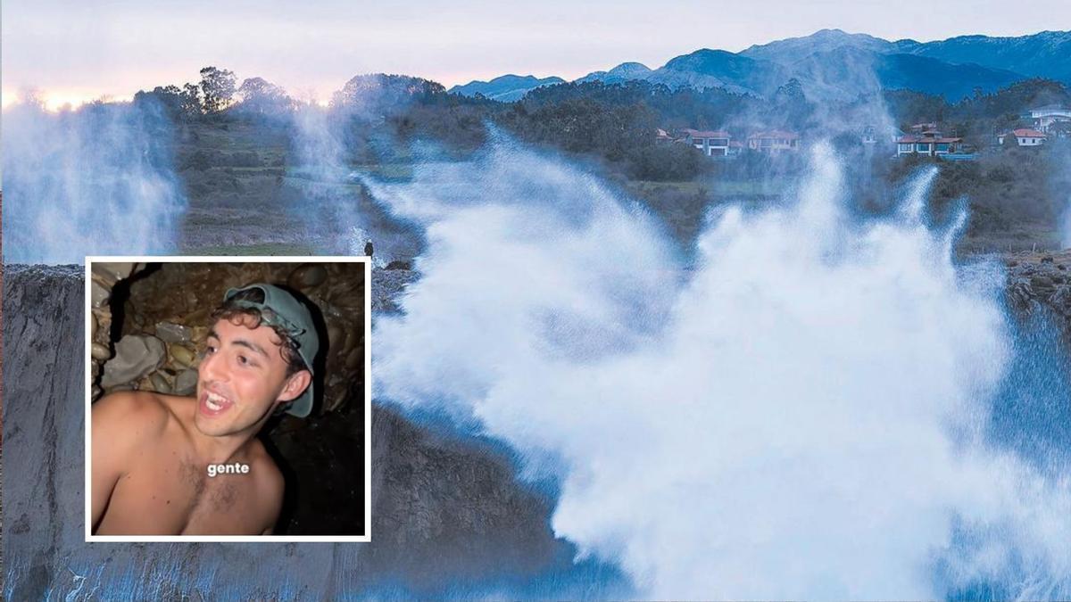 El influencer en el recuadro y, de fondo, los bufones de Pría.