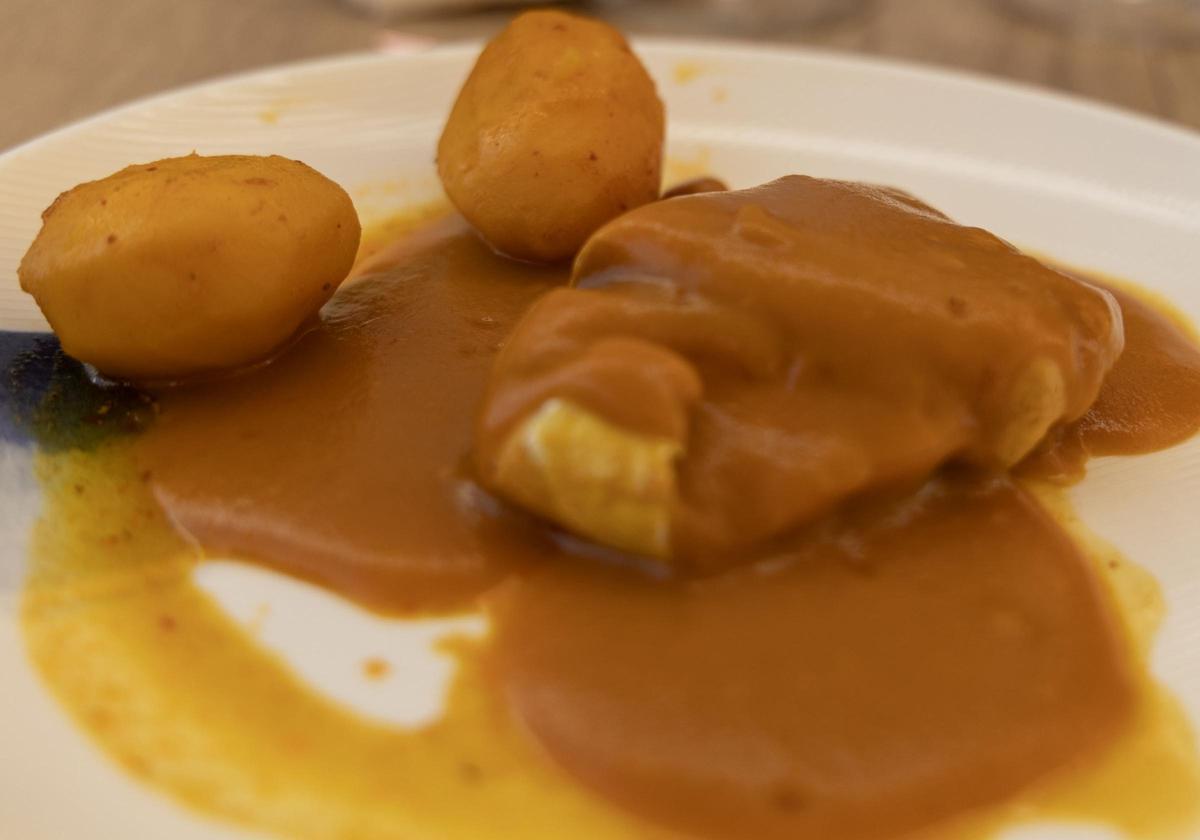 Lechola con salsa de ajoaceite.