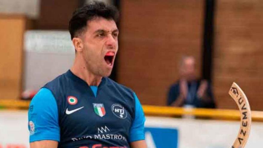 Reinaldo García celebra un gol con el Trissino. |  Trissino