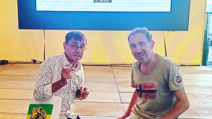 Juan Carlos Monedero y Jesús Broch, en el Foro Social del Rototom.