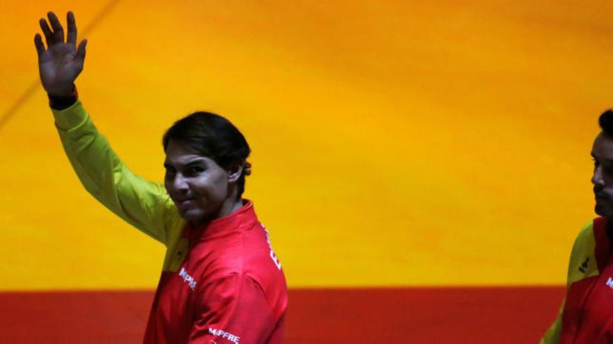 Nadal y Bautista, en la ceremonia de apertura de la Copa Davis