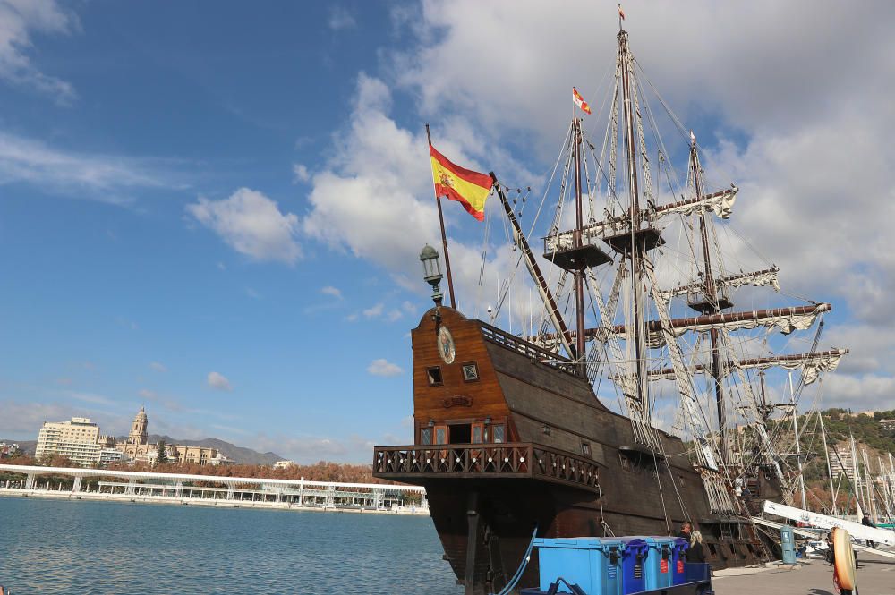 El galeón Andalucía, en el puerto de Málaga