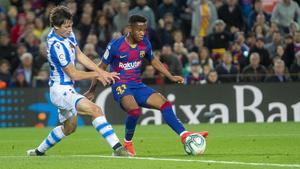 Ansu Fati, durante el partido entre el Barça y la Real Sociedad.