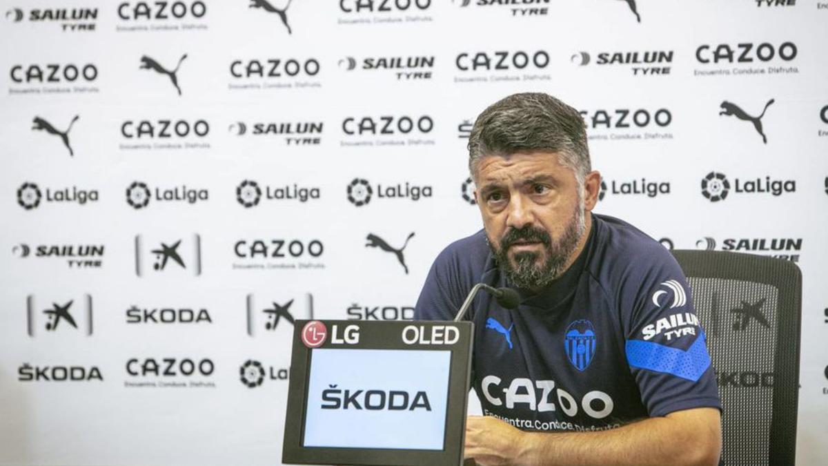 Gattuso, durant la roda de premsa celebrada ahir.  | VALÈNCIA CF