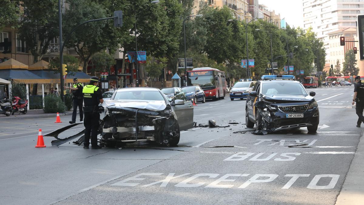 Un accidente de tráfico en el Paseo Pamplona de Zaragoza.