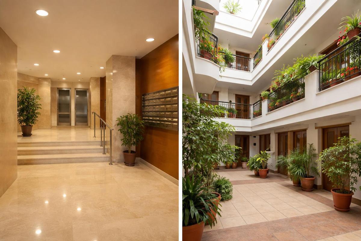 Un patio de una comunidad de vecinos