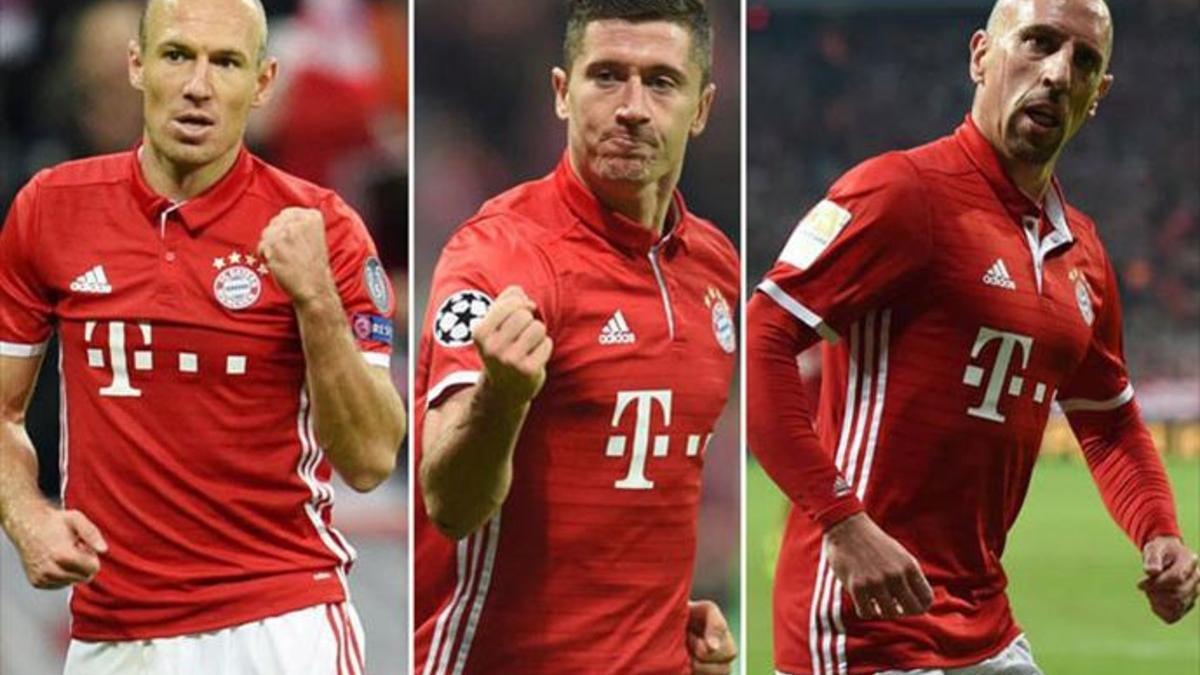 Robben, Lewandowski y Ribéry son tresos pesos pesados en el Bayern de Múnich.