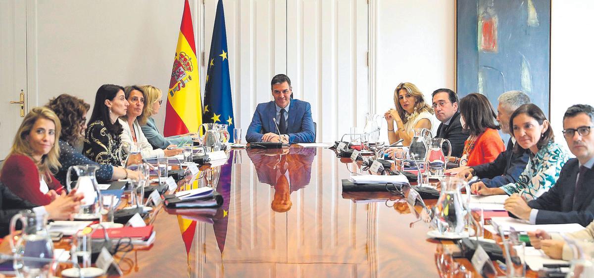 Pedro Sánchez durante una reunión del Consejo de Seguridad Nacional.