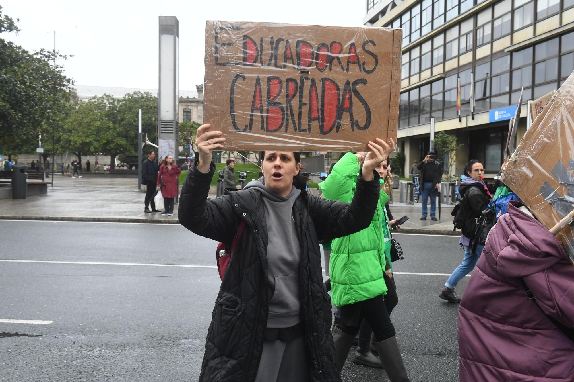 Manifestación de trabajadores de escuelas infantiles de A Coruña