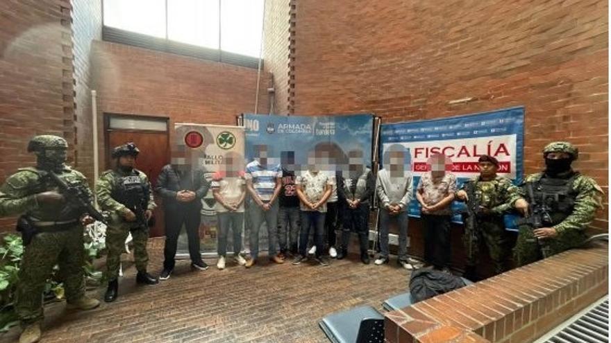 Los detenidos en el operativo conjunto de las fuerzas colombianas con la Guardia Civil.