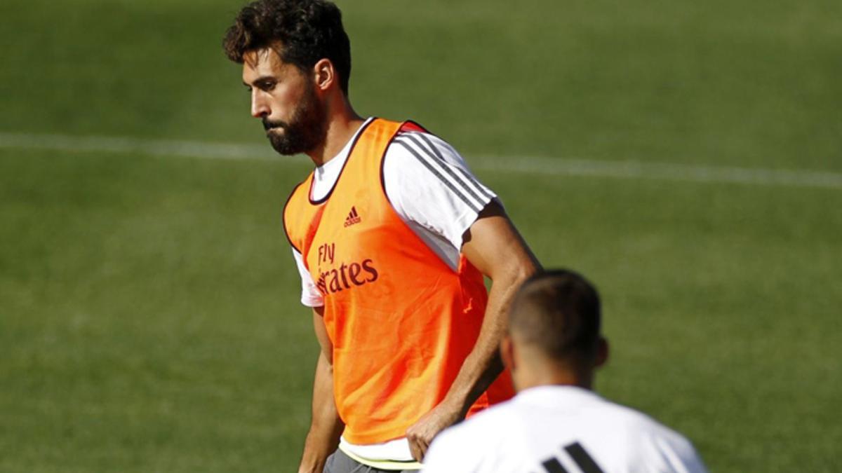 Arbeloa, en un entrenamiento del Real Madrid