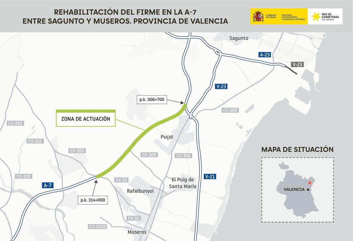 El mapa de la actuación de las obras.