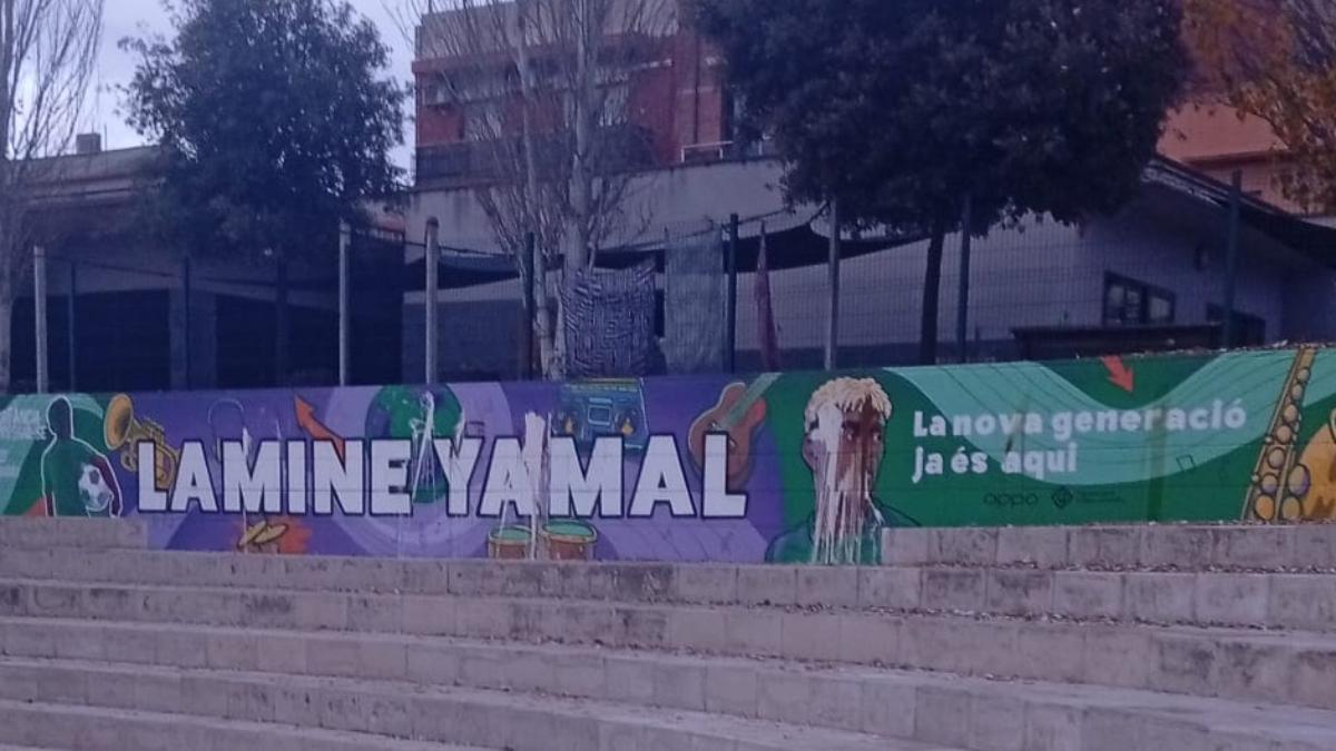 Vandalizan el mural de Lamine Yamal ubicado en la Plaça Valldoriolf del barrio de la Torreta