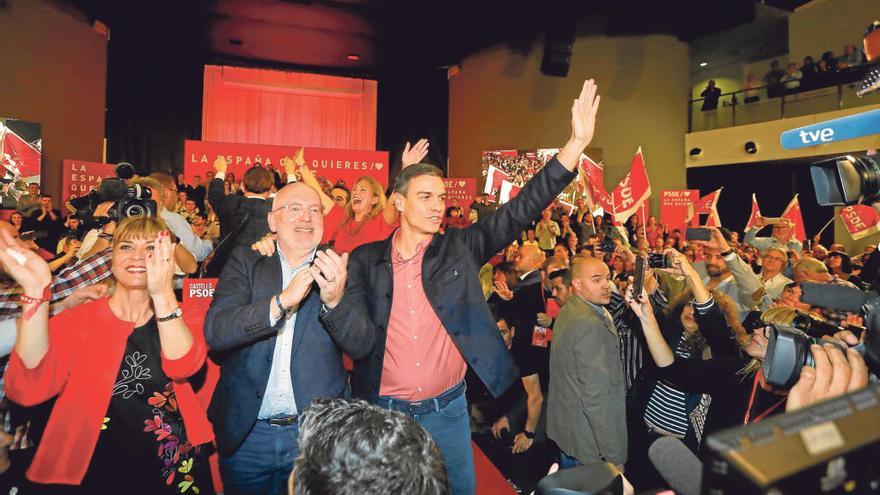 El presidente del Gobierno y candidato del PSOE a la reelección, Pedro Sánchez, ayer en el acto electoral de los socialistas en Castellón.