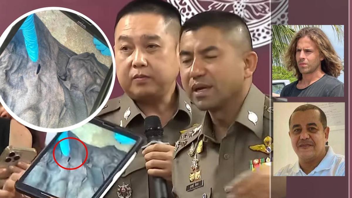 El subdirector de la policía tailandesa, Big Joke, presentó las supuestas pruebas del apuñalamiento en la camiseta de Edwin Arrieta en una rueda de prensa celebrada el pasado 15 de agosto.