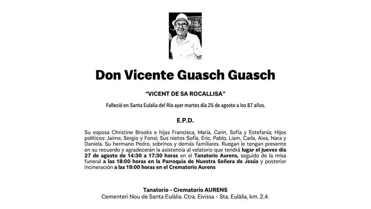 Esquela Vicente Guasch Guasch