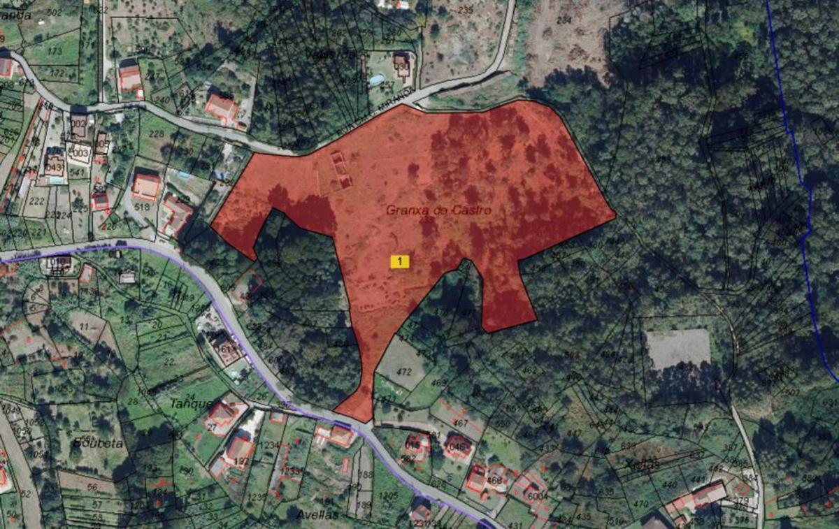 Localización catastral de la parcela, próxima al depósito de Xielas. | G.NÚÑEZ