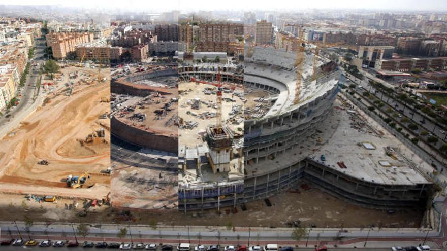 Secuencia de las obras del Nuevo Mestalla